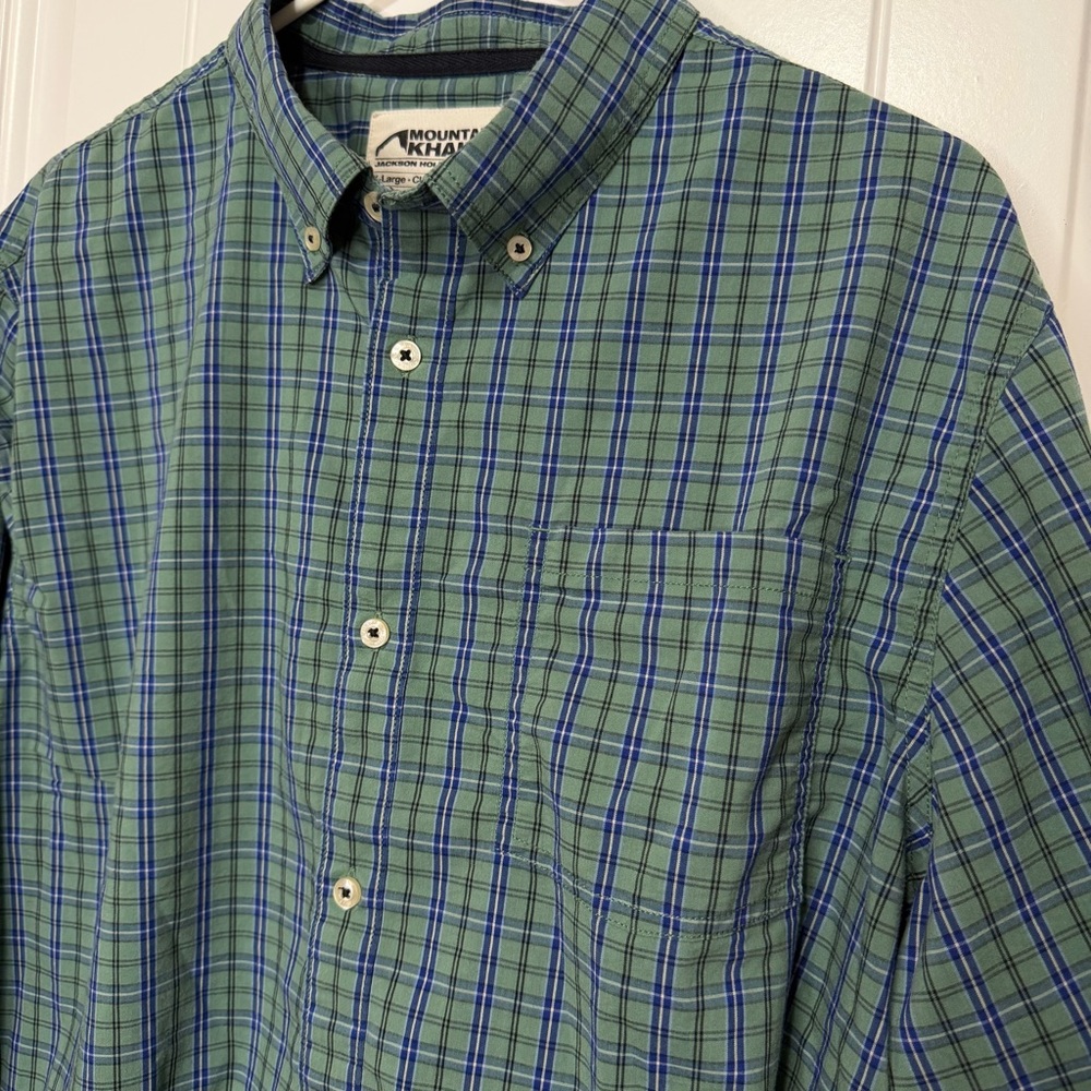 Mountain Khakis Plaid Button Down Long Sleeve Shirt Men’s XL Green Blue